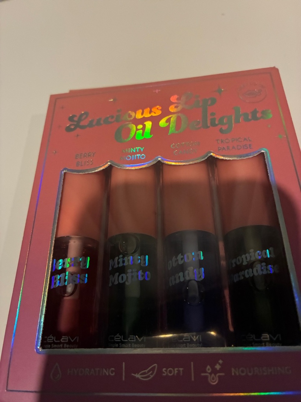 Lucious Lip Oil Delights Hydrating Lip Oil Set - 4 pack/ New in Box
